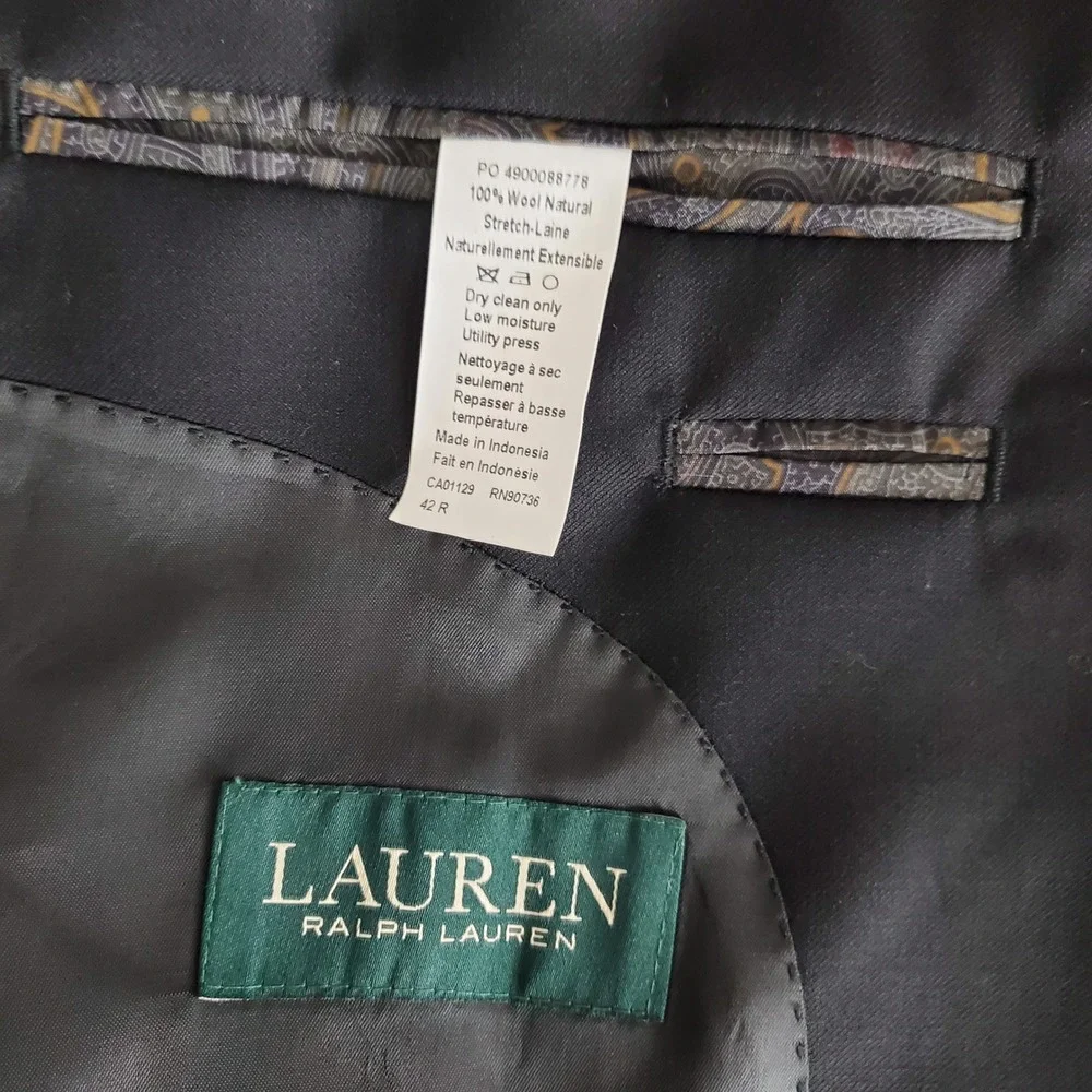 Lauren Ralph Lauren Mens 42R Black Ultraflex Wool Blazer Suit Jacket Loomis NEW
